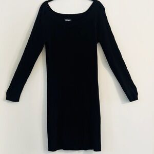 Express Black Knit  Criss Cross Sleeves Dress Size XL
